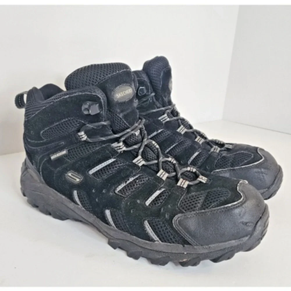 Skechers Men's Black Water Resistant Hiking‎ Boots Outdoor Trail Shoes Sz 12